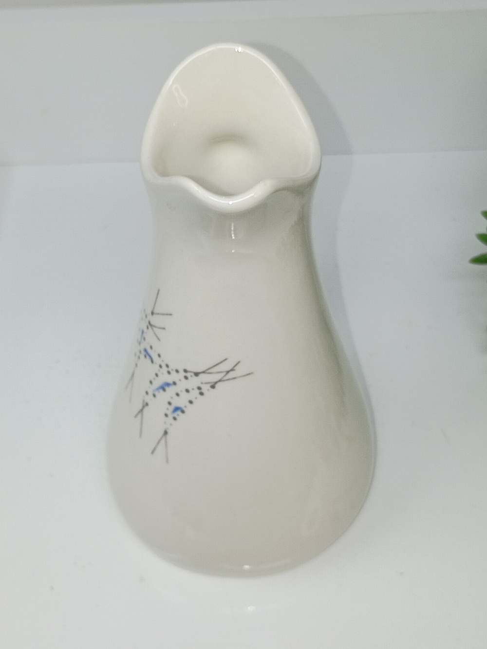 Iroquois Ceramic Pitcher Vase with Blue Accent Motif - Picture 5 of 8